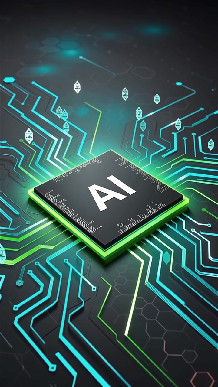 Futuristic AI Chip Motherboard Technology Background