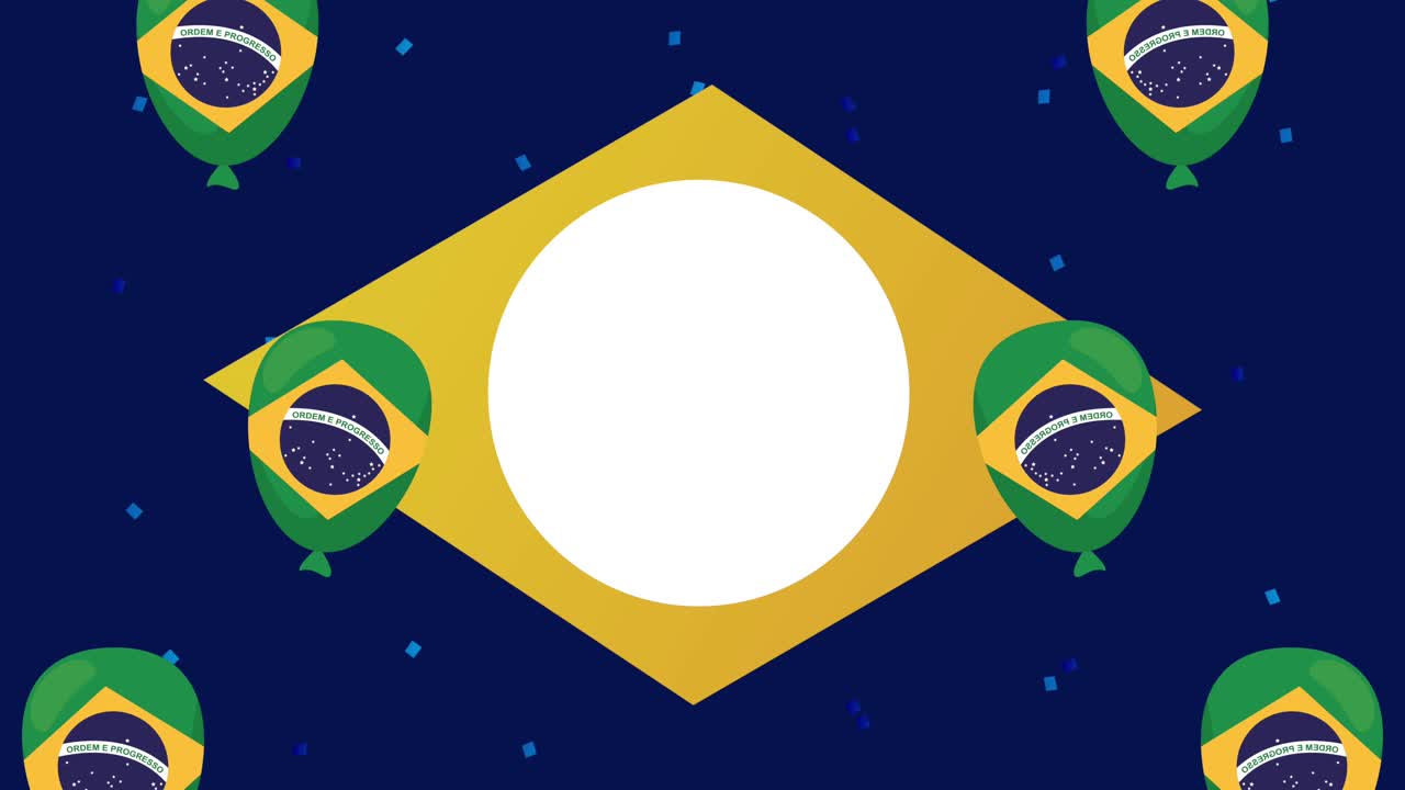 celebración del día de la independencia de brasil con colores bandera en globos helio