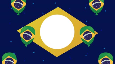 brazil independence day celebration with colors flag in balloons helium