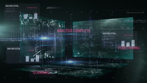 Animación-De-Ecuaciones-Matemáticas-Sobre-Procesamiento-De-Datos-Sobre-Fondo-Negro