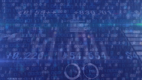 animation of data processing over stock market and binary coding