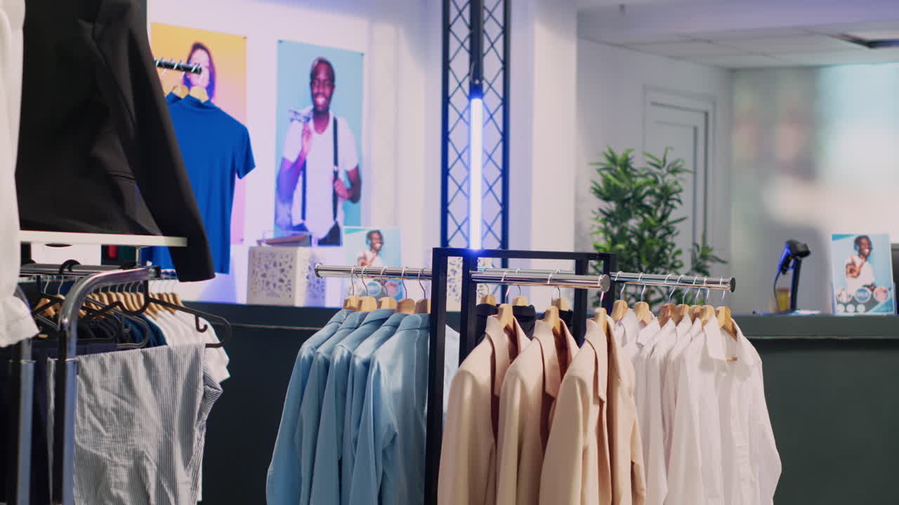 Clothing store with various apparel on display