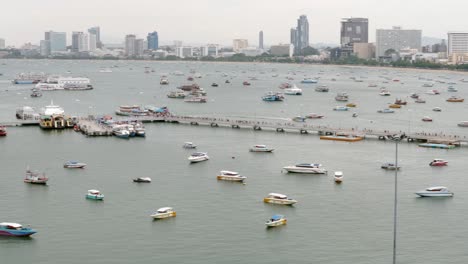 Vista-Panorámica-De-La-Playa-De-La-Ciudad-De-Pattaya-Y-El-Golfo-De-Siam-En-Tailandia,-Pattaya,-Asia