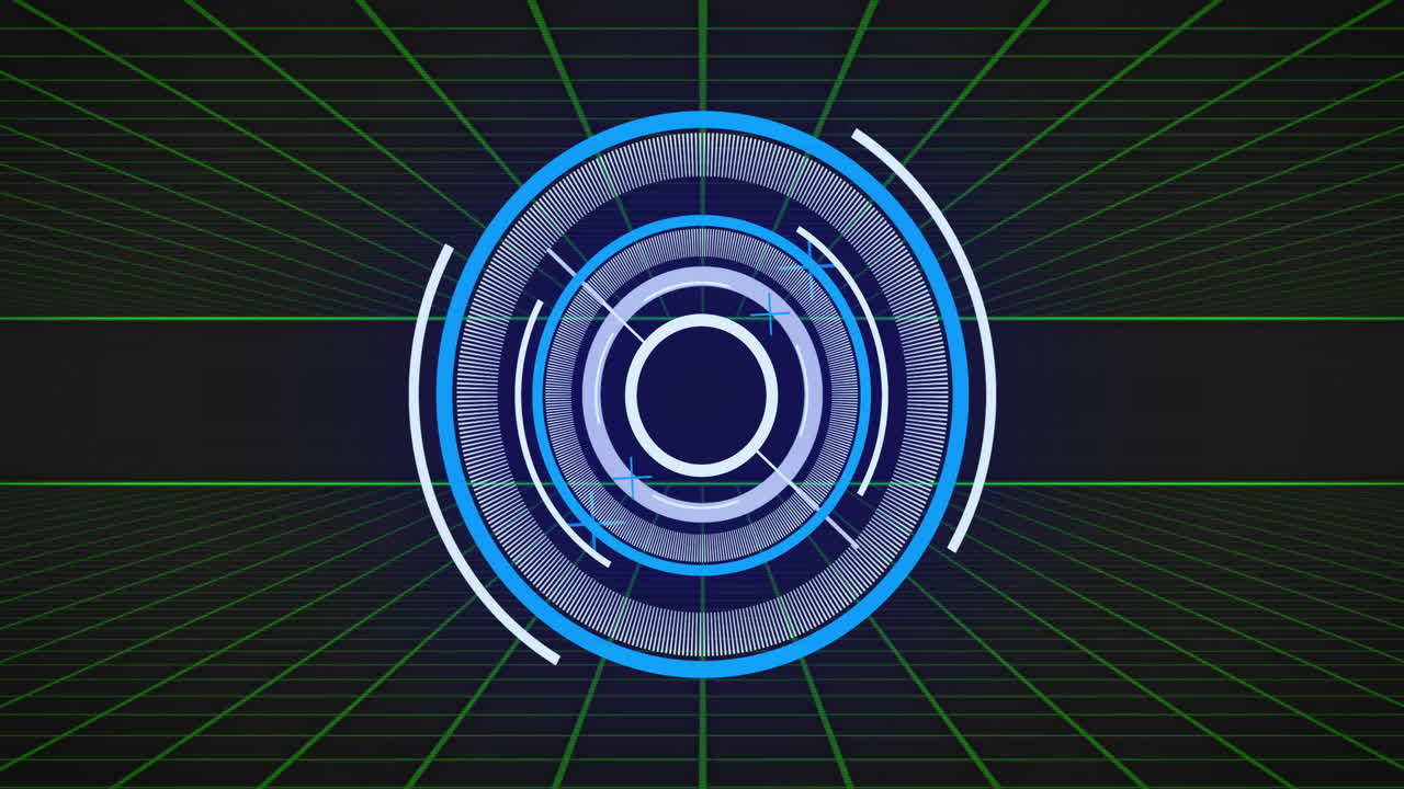 animación de interfaz circular futurista sobre el fondo de la cuadrícula