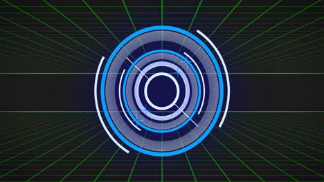 animación de interfaz circular futurista sobre el fondo de la cuadrícula