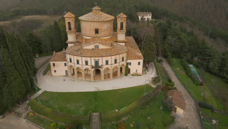 Aerial-view-of-Santuario-della-Madonna-di-Belvedere:-An-Architectural-Treasure-in-Città-di-Castello