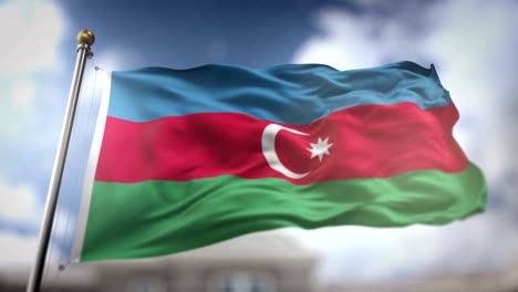 azerbaijan flag waving slow motion 3d rendering blue sky background - seamless loop 4k