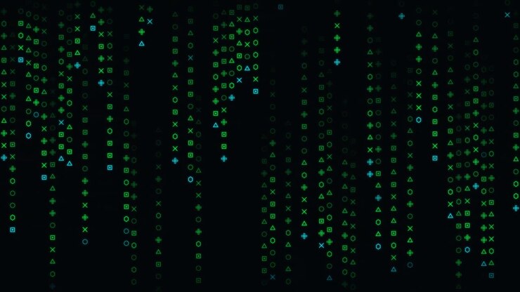 Digital Matrix Style Falling Geometric Symbols Animation