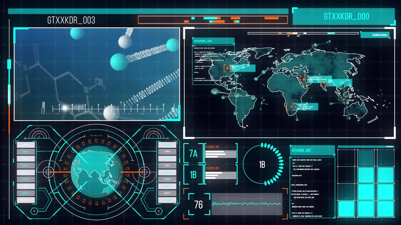검은 배경에 대한 디지털 인터페이스