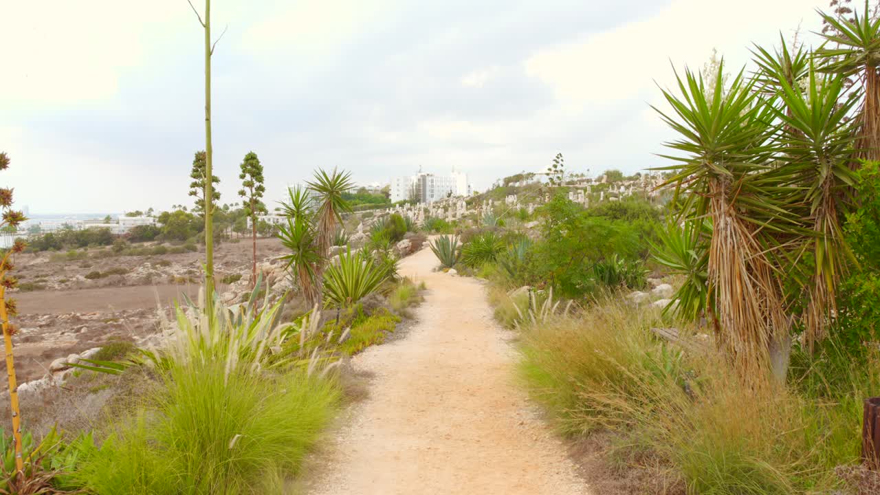 Pan shot of the Sculpture park in Ayia Napa, Cyprus.