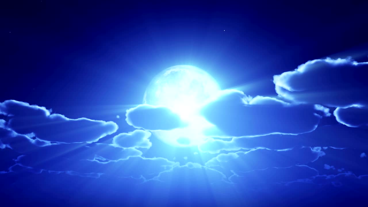 nubes en el cielo nocturno de luna llena 4k