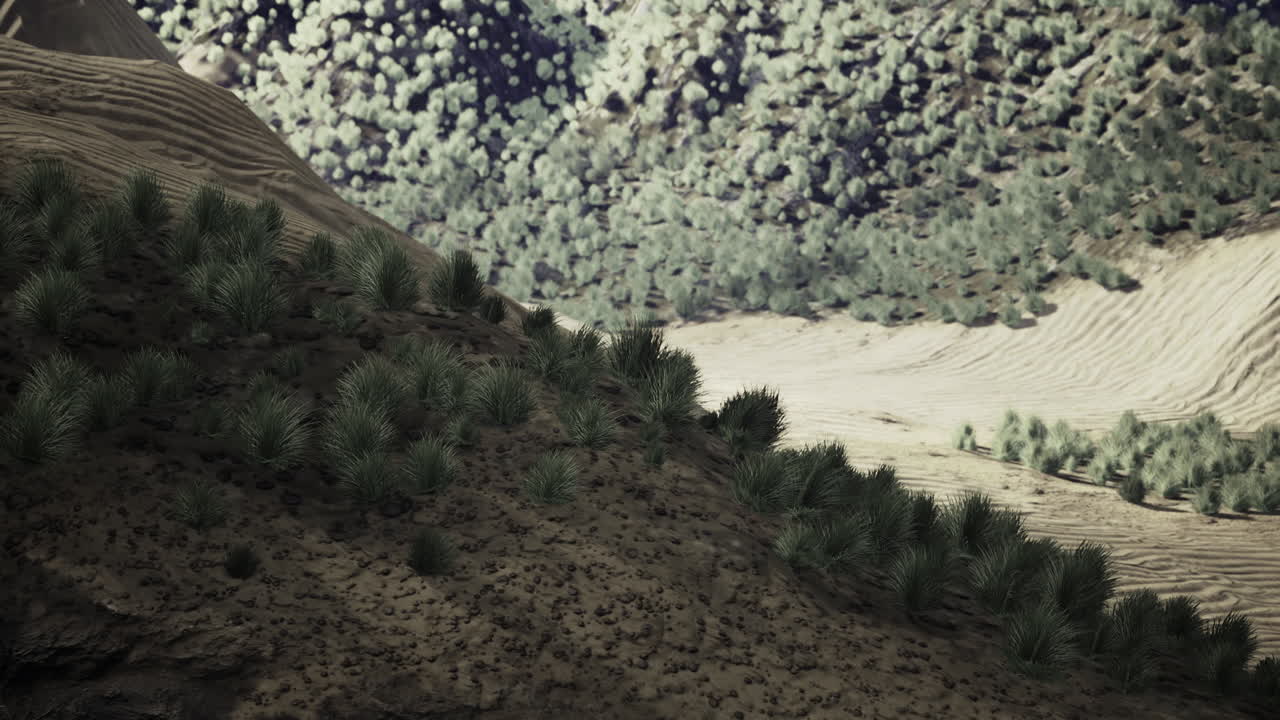 Landscapes of wind swept mountains and lush hills under a clear sky