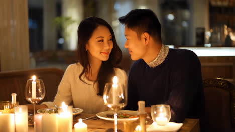 couple on a romantic candlelit dinner date