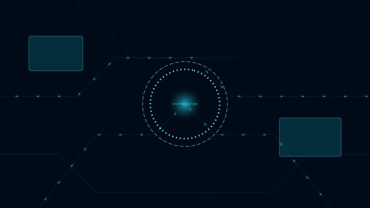Interfaccia digitale futuristica con indicatore di sistema attivo pulsante