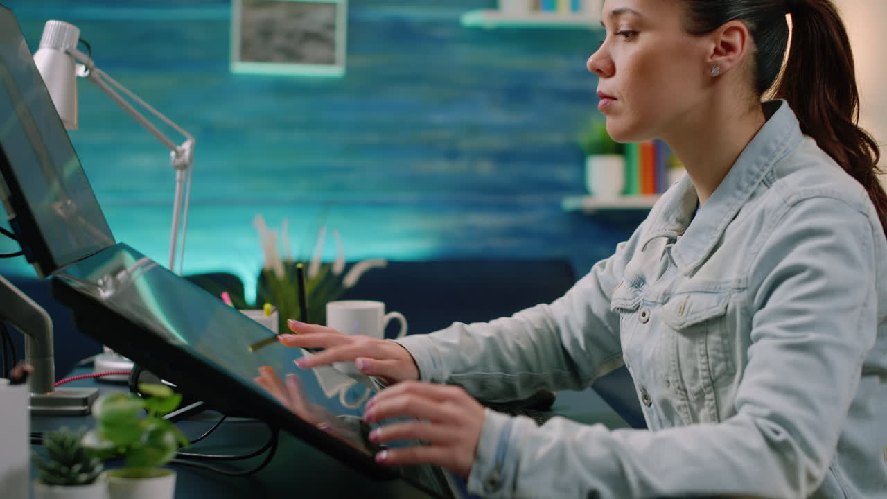 Professional editor doing retouch work on computer