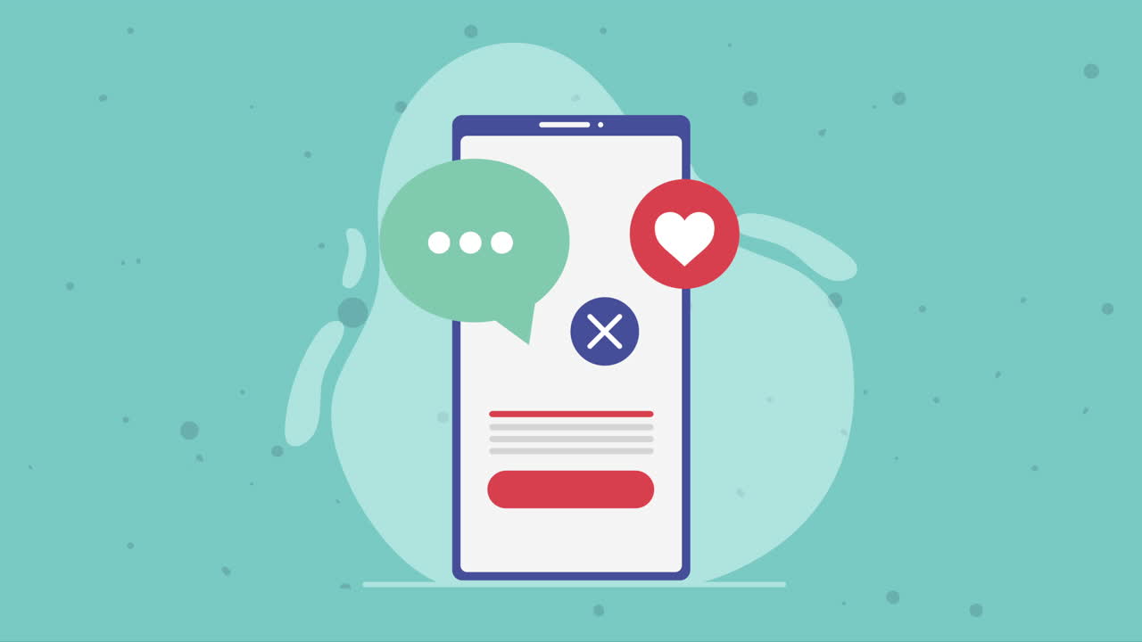 소셜 미디어 애니메이션을 가진 스마트 폰 장치