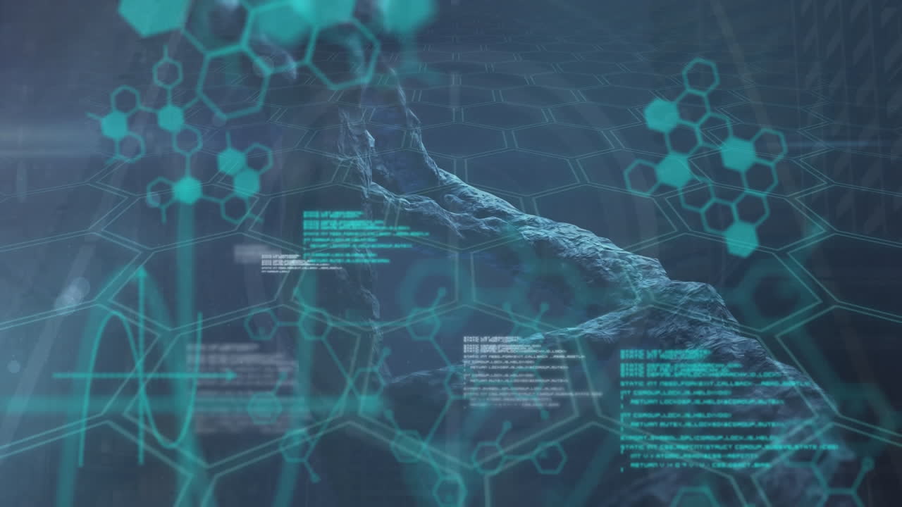 Animation of data processing over dna strand