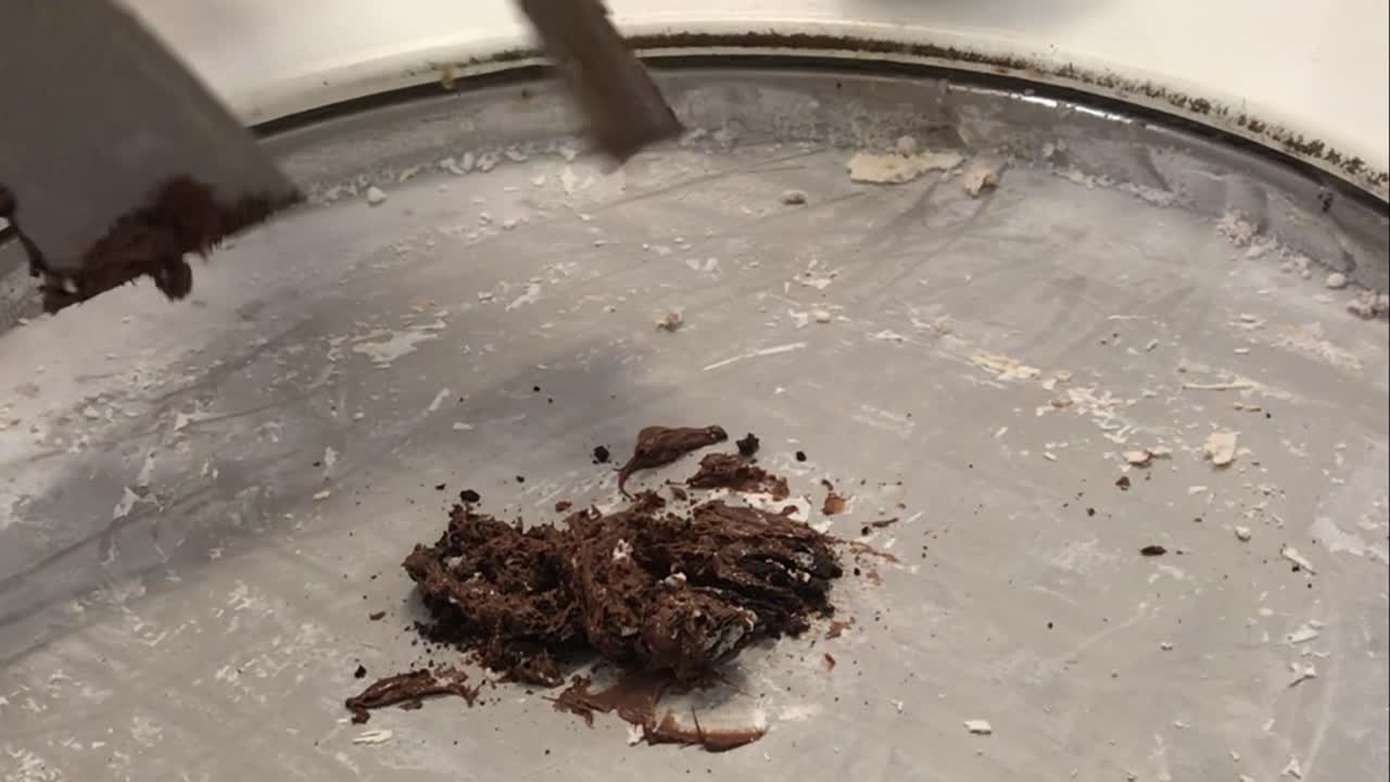 Oreo flavoured ice cream made on a cold plate