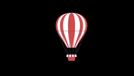 Rot-weißes-Heißluftballon-Symbol,-Das-Im-Himmel-Schwebt,-Konzeptanimation-Mit-Alphakanal