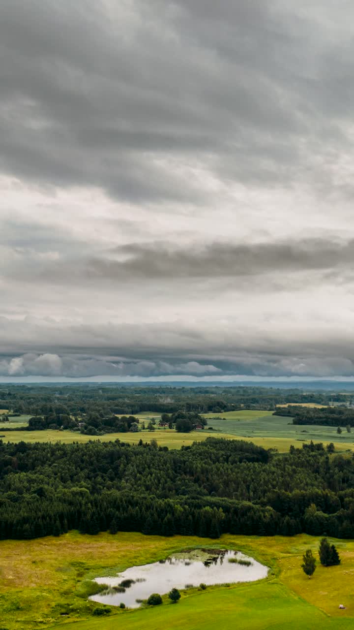 Panoramic View of a Lush Green Rural Landscape under Overcast Sky