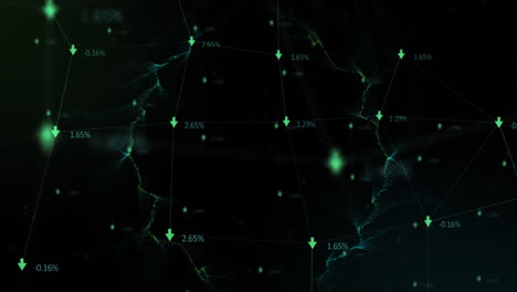 animación de puntos de luz y red de conexiones con flechas