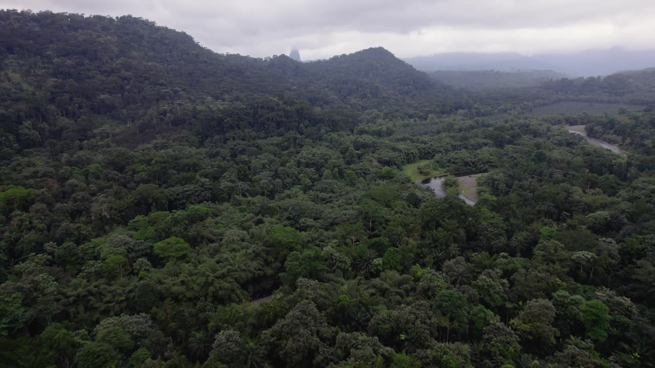 Pico Cão Grande, São Tomé — a dramatic volcanic plug rising from lush rainforest in Obô Natural Park, an iconic African landmark