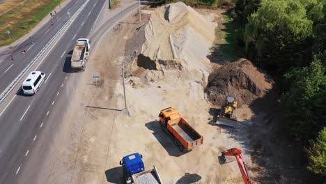 new road construction site. process with heavy equipment at on the construction site