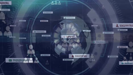 animación de iconos y escaneo de alcance en todo el mundo