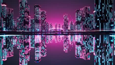 paisaje urbano de ciberpunk de neón