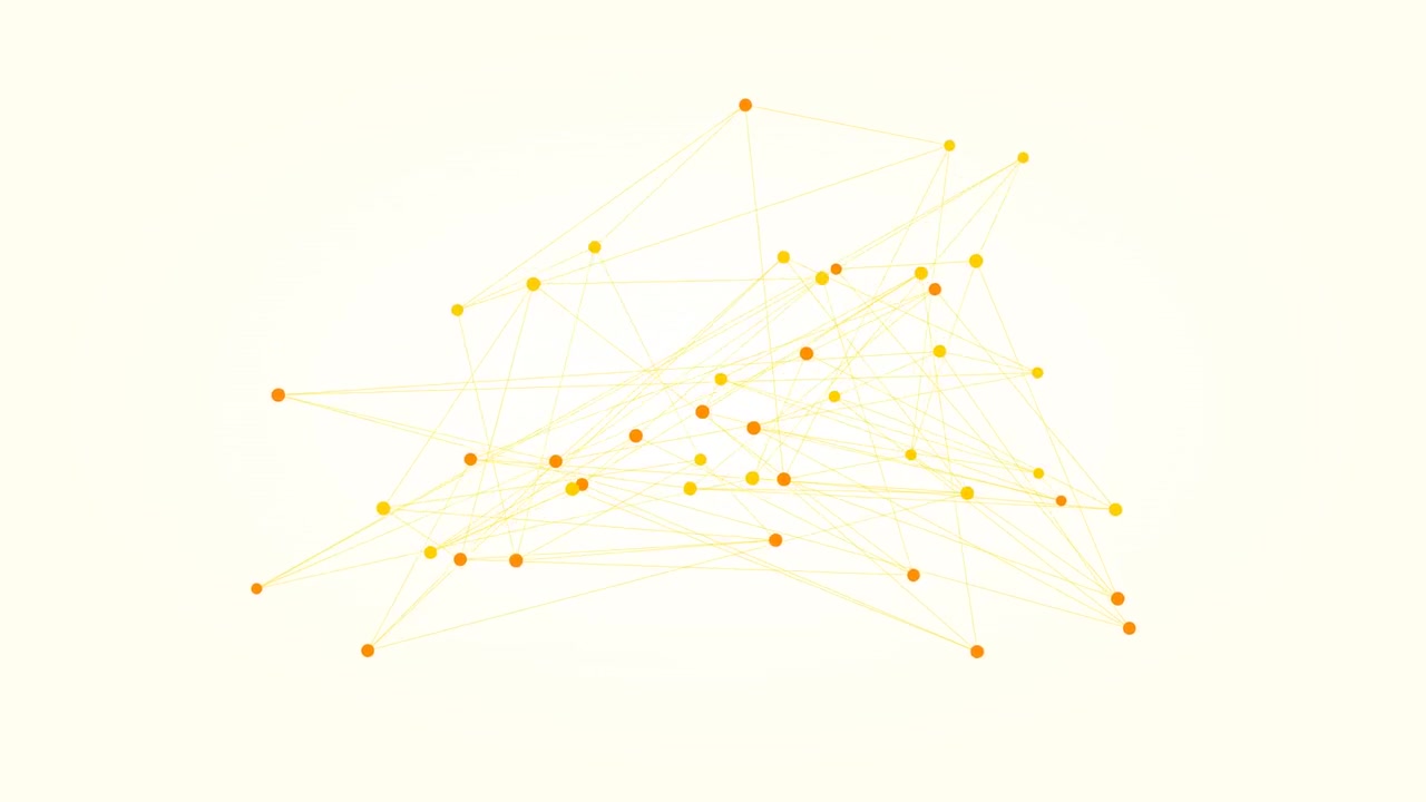 Abstract Network of Connected Yellow Dots and Lines