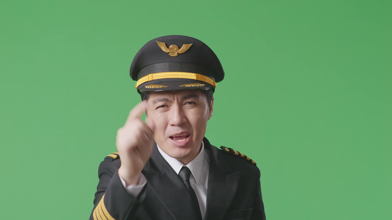 Angry Pilot on Green Screen