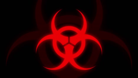 animation of red health hazard sign on black background.