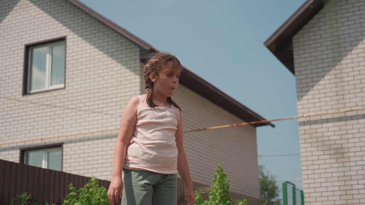 Kid Collects Fresh Garden Produce, Young Child Carefully Harvests Vegetables In Backyard Garden, Child Attentively Collects Fresh Vegetables In Sunny Backyard During Summer Routine