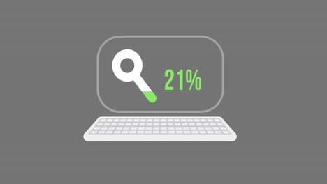 Animation-of-reading-glass-icon-and-percent-over-computer