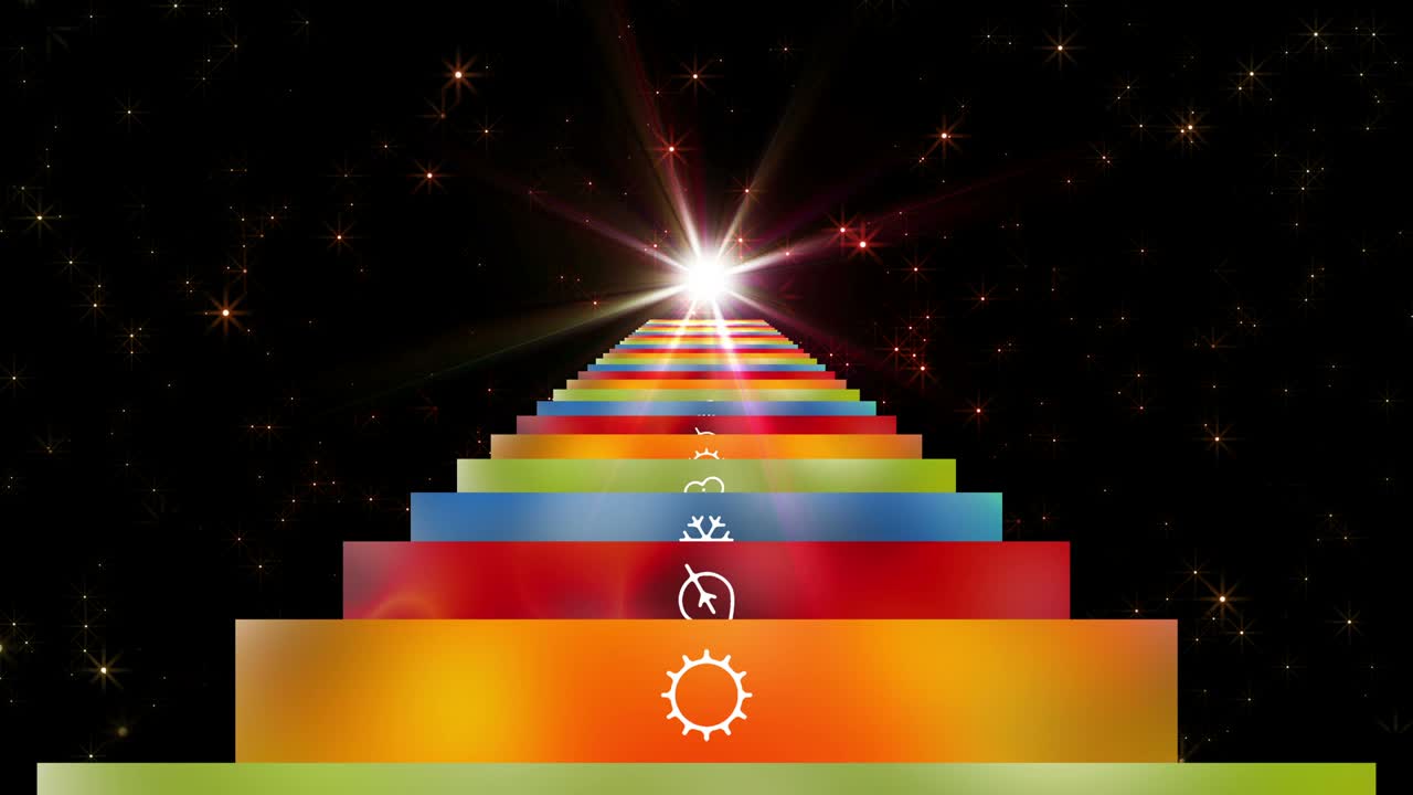 해의 계절을 가진 사다리, 해의 원, 봄, 여름, 가을, 겨울.