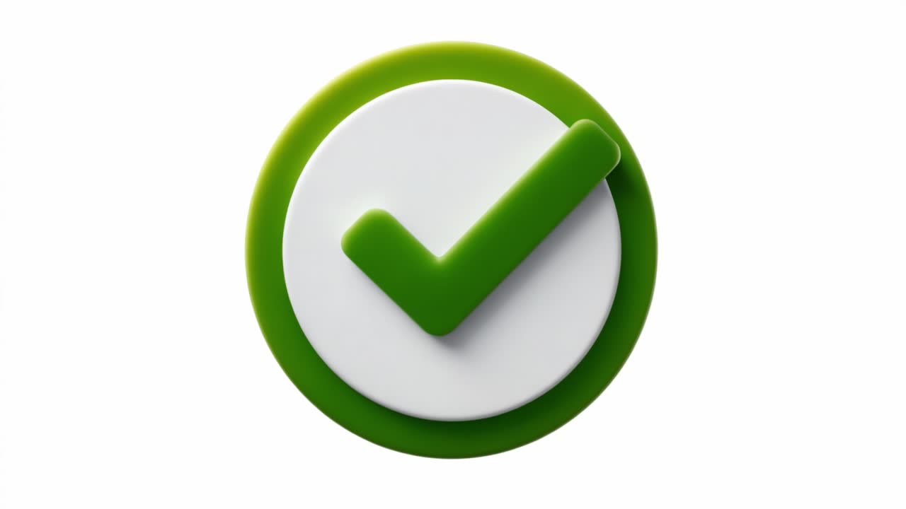 Stylized Green Check Mark Symbol on a White and Green Background Illustrating Confirmation, Approval, or Completion in a Modern Graphic Design