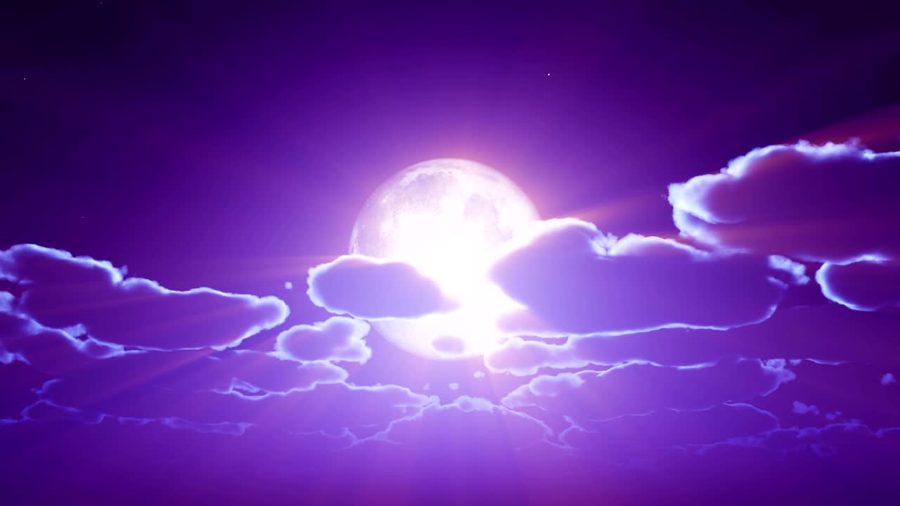 nubes en el cielo nocturno de luna llena 4k