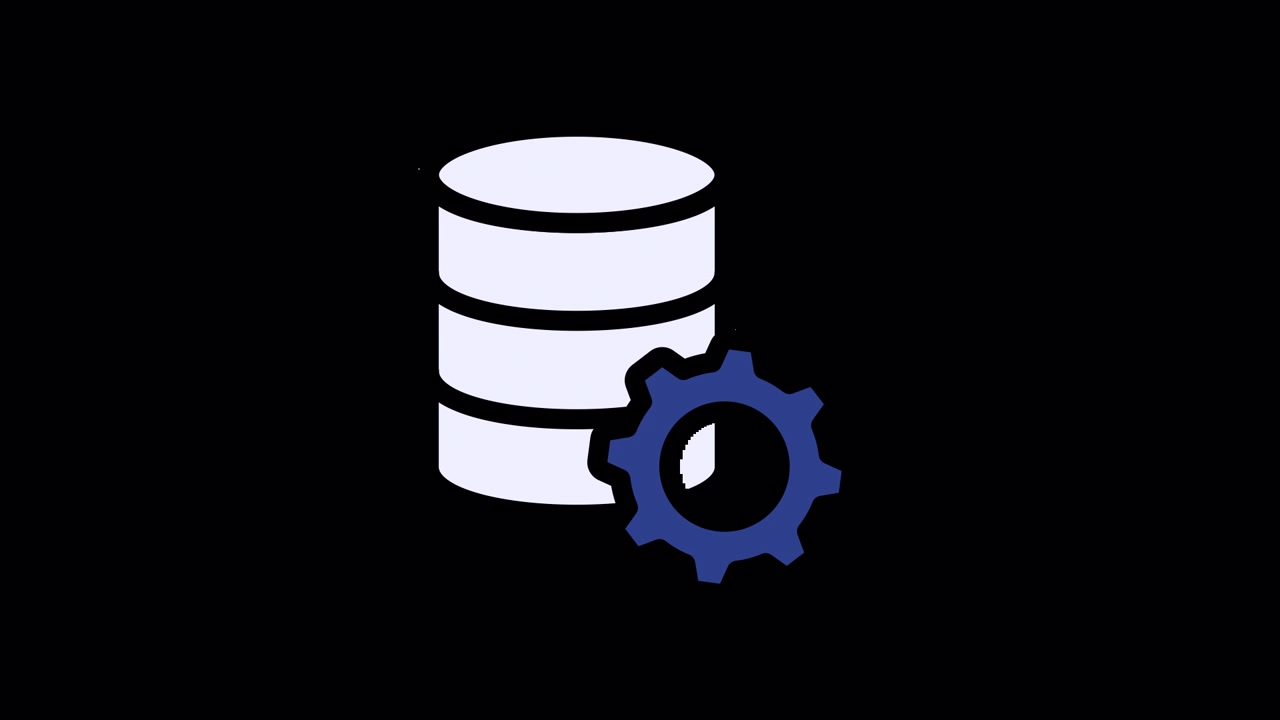 Animated Icon of Database Cylinder with Spinning Gear