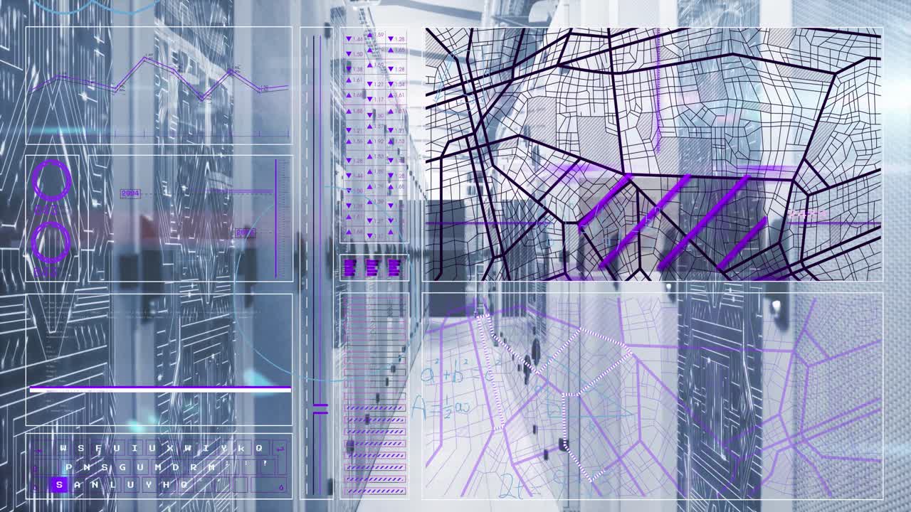 컴퓨터 서버를 통해 연결 및 데이터 처리의 애니메이션