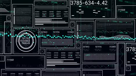 Animation of interface with data processing against black background