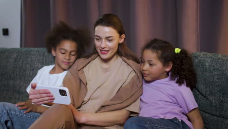 family watching video at home