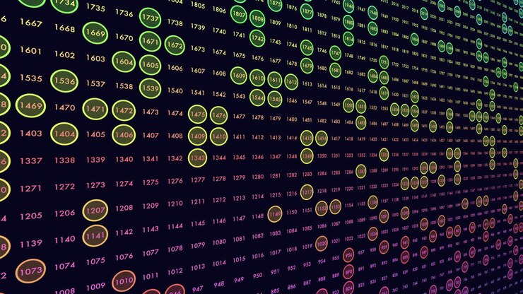 Matrix neon mathematics symbols pattern
