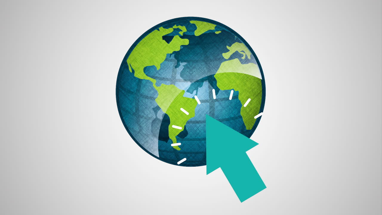 mundo del planeta con la flecha del ratón