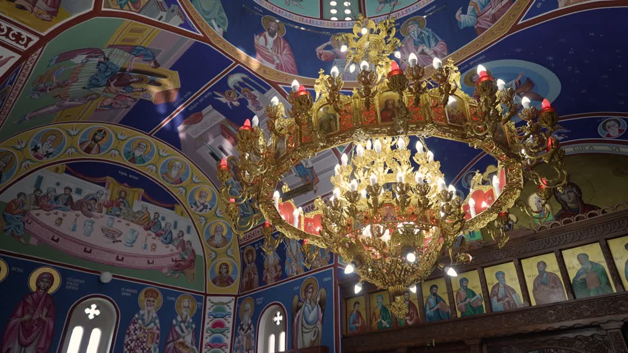 East Christian's big chandelier and wonderful painted walls