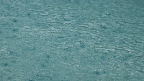 close-up view of raindrops impacting a water body