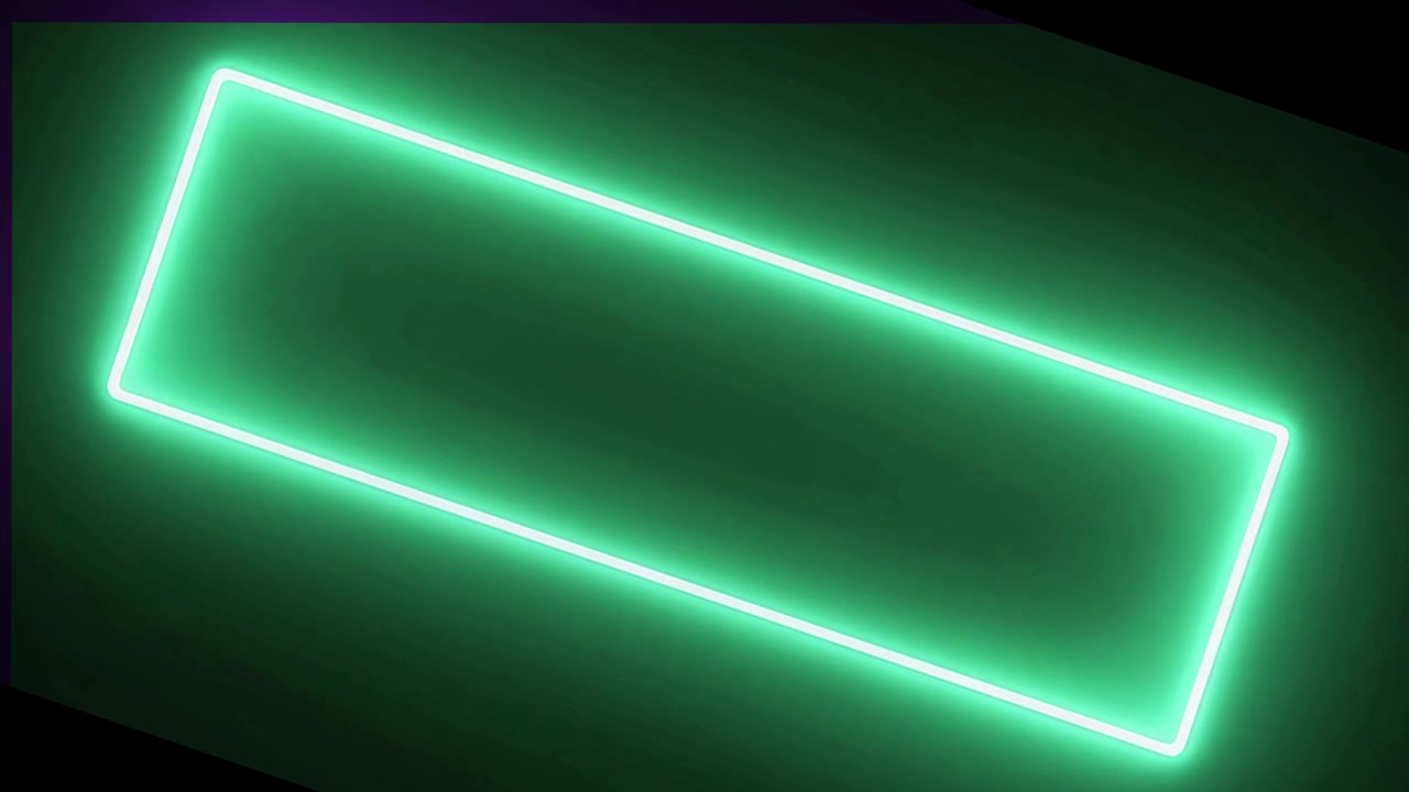 Glowing Green Neon Rectangular Frame on Dark Background