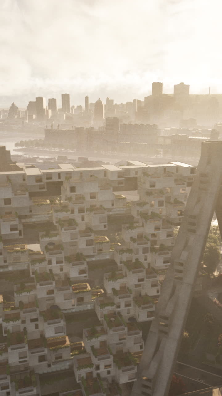 콘셉트 마천루와 건물과 함께 미래의 도시 풍경