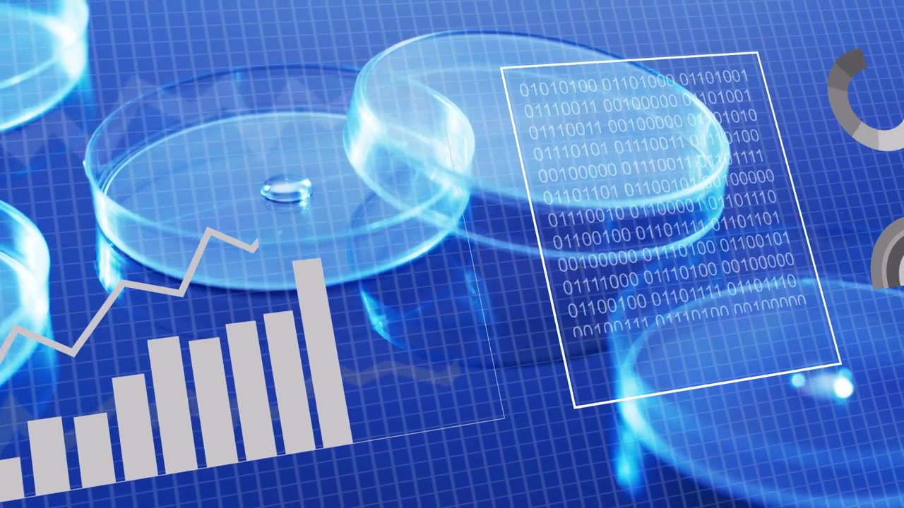 On data stream arrival clear petri dishes hosting HUD, collecting, displaying lab data for insight
