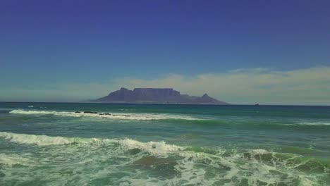 table mountain viewed across table bay, cape town, south africa