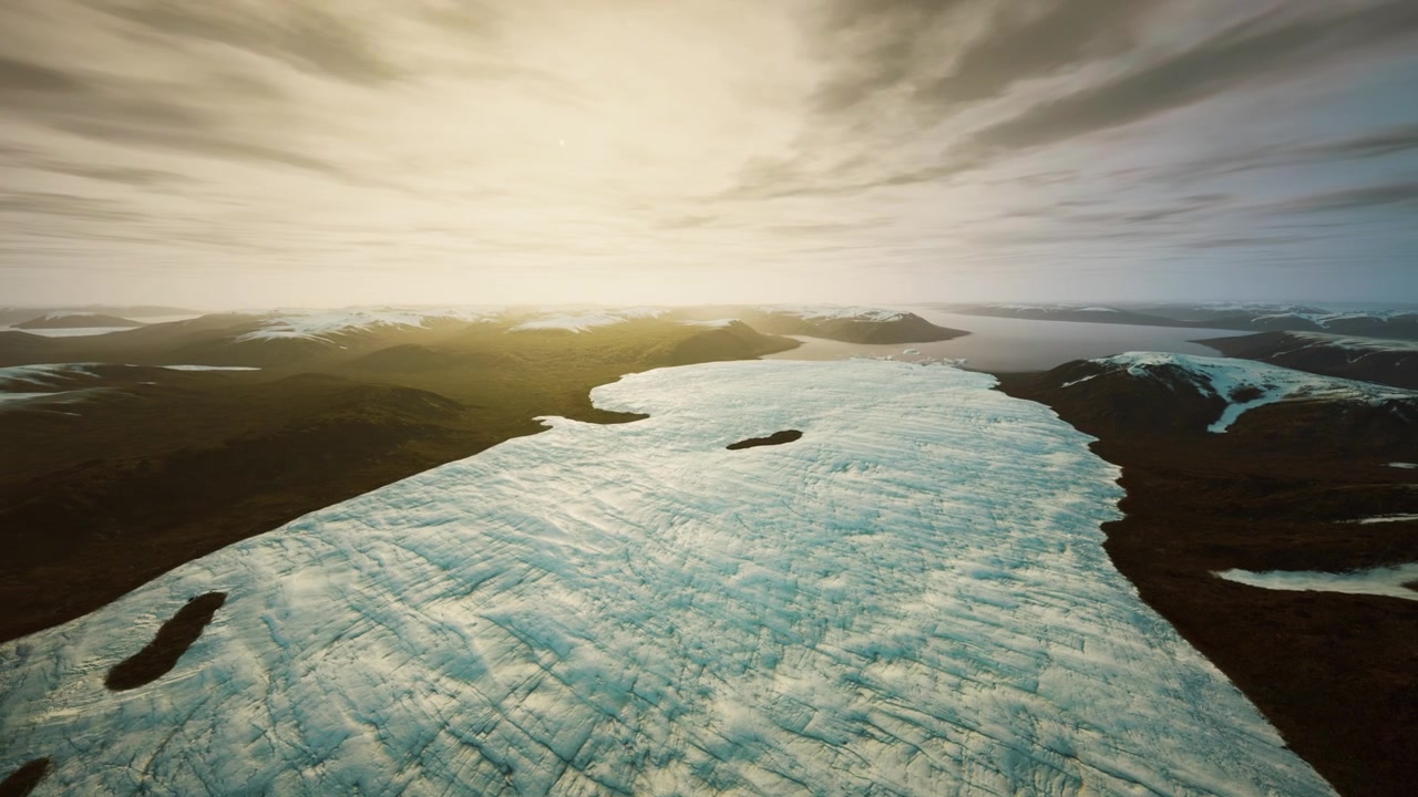 Scientific study of frozen landscape using aerial imaging and sampling tools